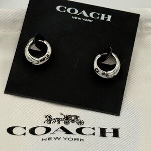 Coach Silver-Tone Hoop Earrings on Branded Card